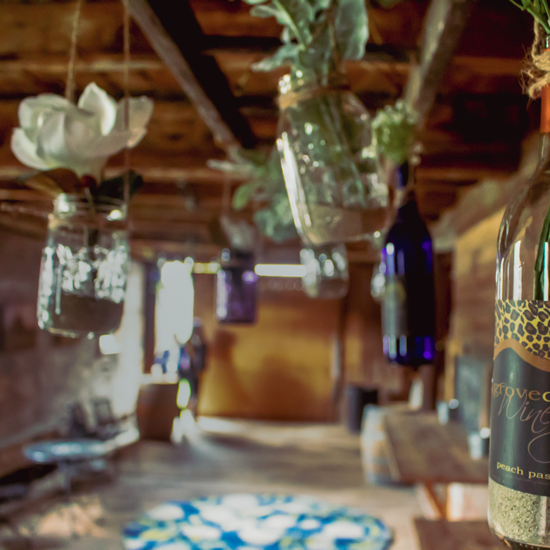 hanging wine bottles